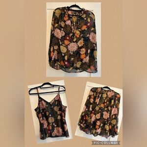 Democracy Floral Chiffon Blouse with Tank Top